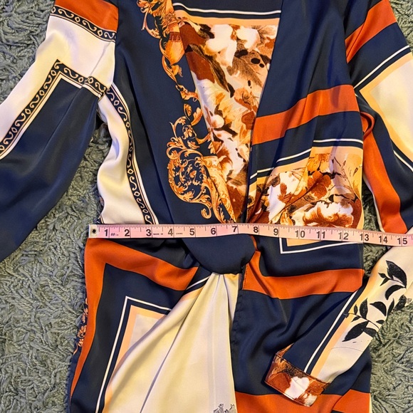 Fashion Nova Lotta Class Navy and Orange Long Sleeve Dress| Size Small - Picture 7 of 12